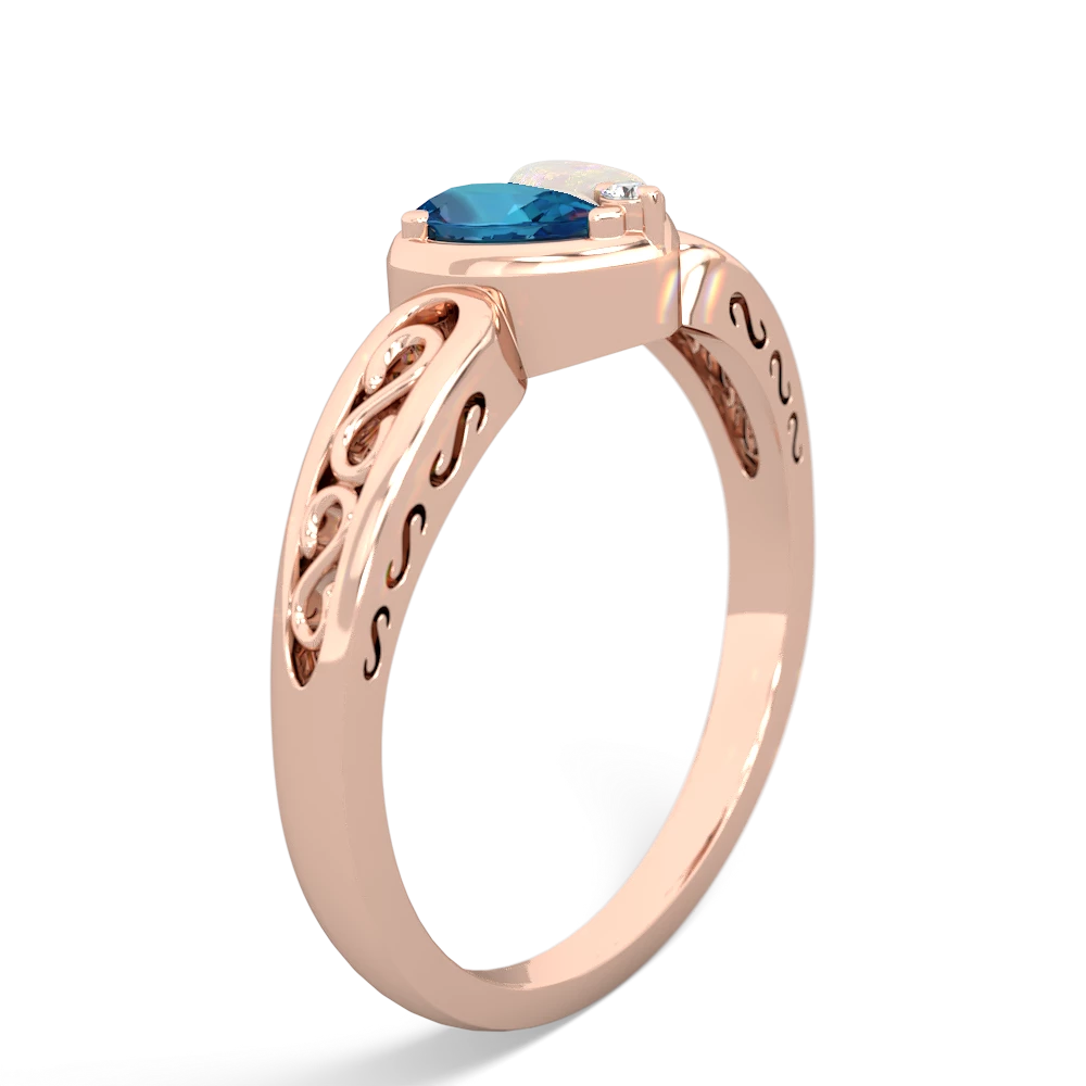 London Topaz Filligree 'One Heart' 14K Rose Gold ring R5070