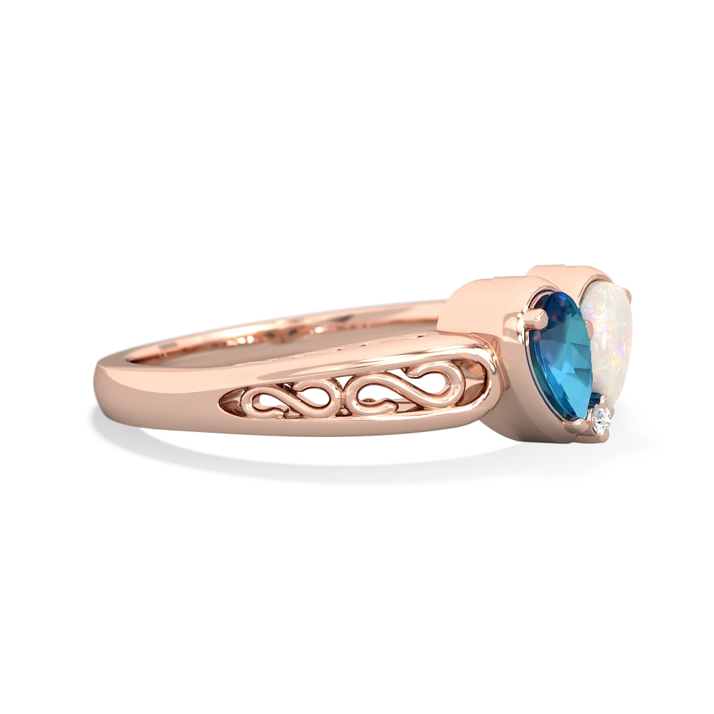 London Topaz Filligree 'One Heart' 14K Rose Gold ring R5070