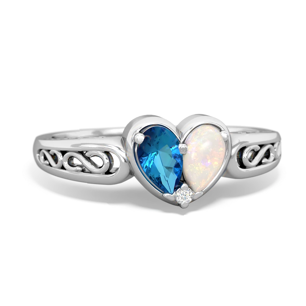 London Topaz Filligree 'One Heart' 14K White Gold ring R5070