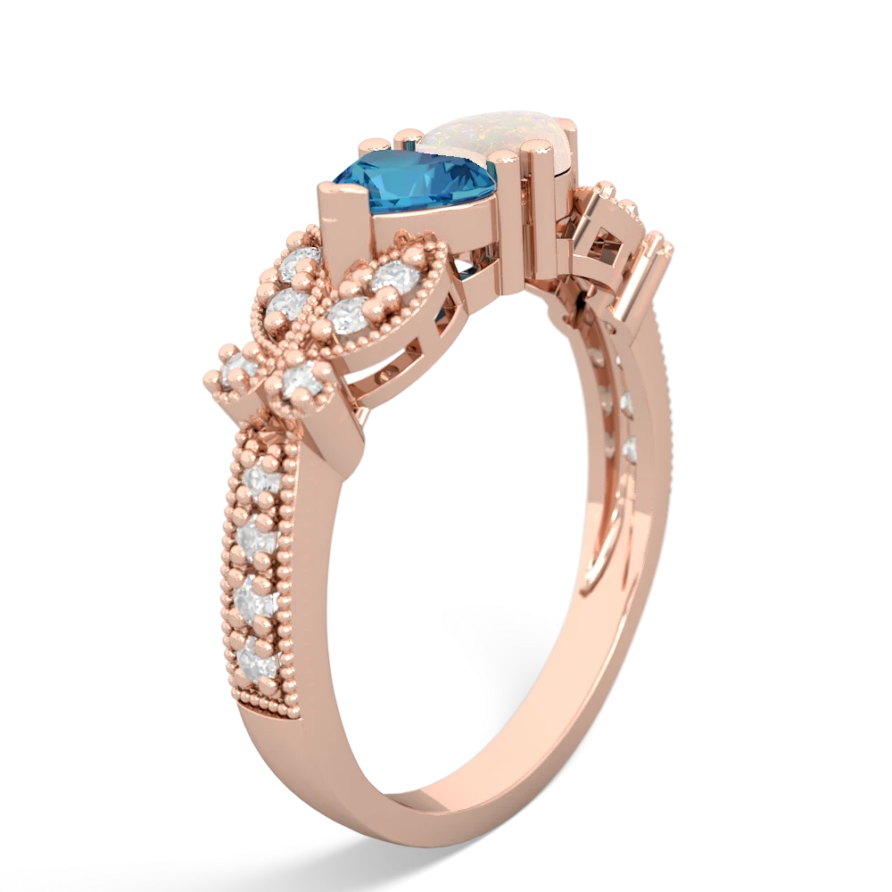 London Topaz Diamond Butterflies 14K Rose Gold ring R5601