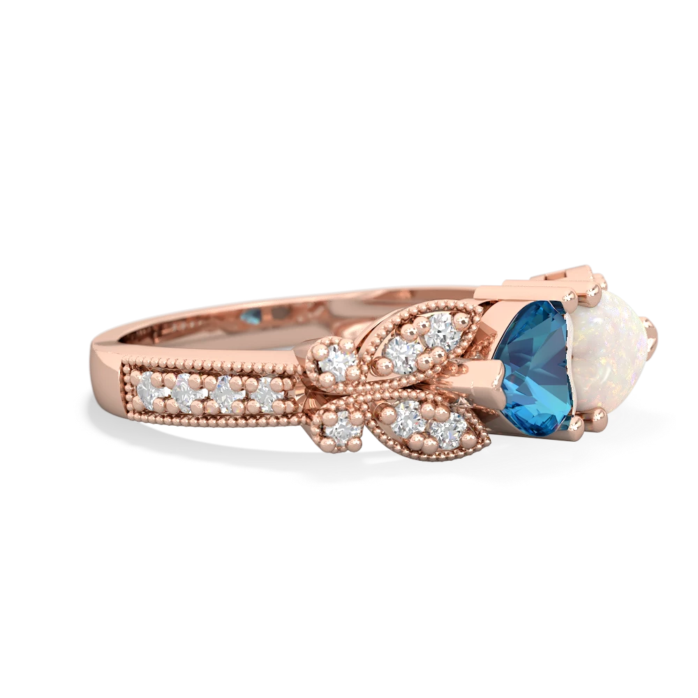 London Topaz Diamond Butterflies 14K Rose Gold ring R5601