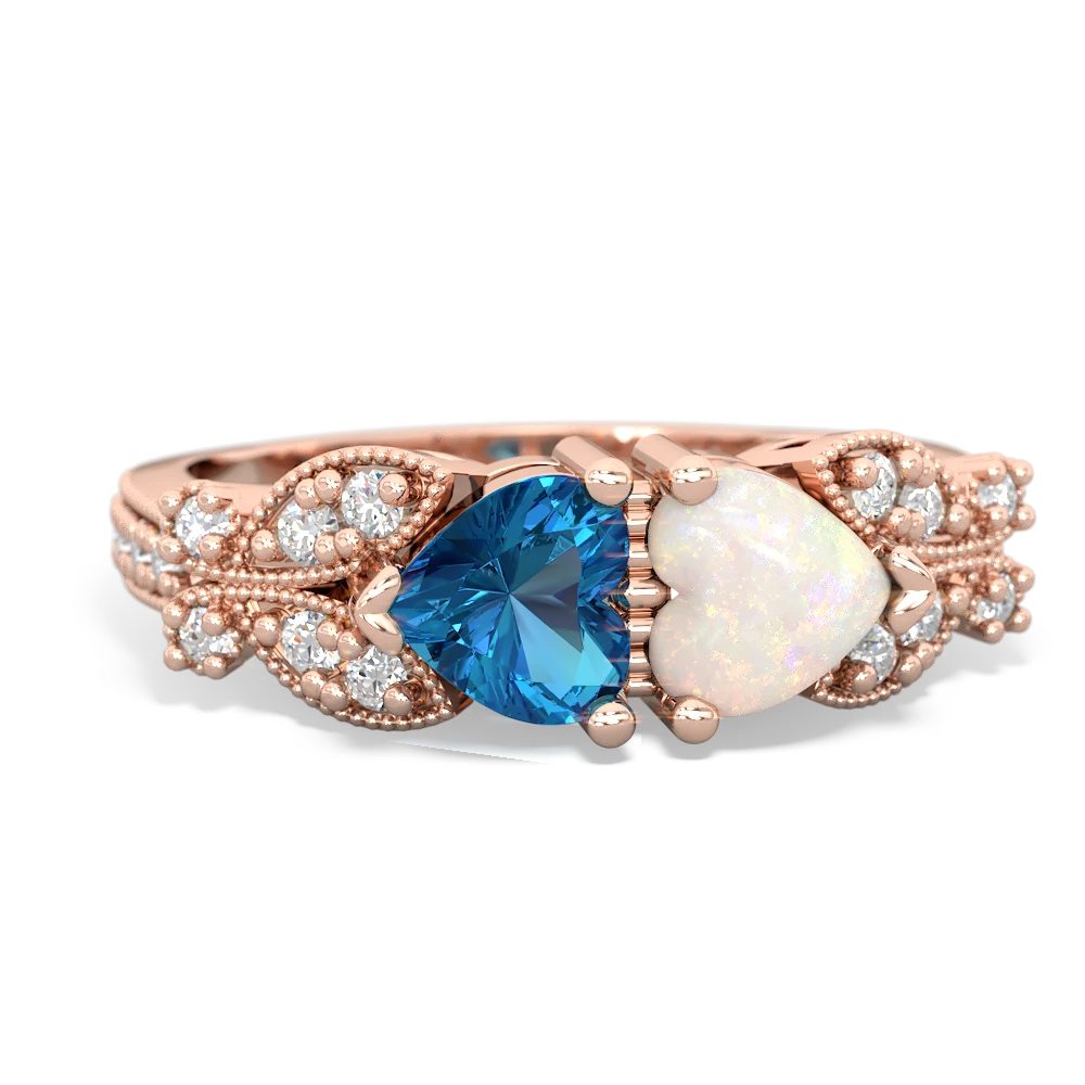 London Topaz Diamond Butterflies 14K Rose Gold ring R5601