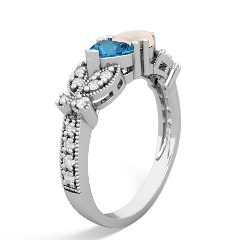 London Topaz Diamond Butterflies 14K White Gold ring R5601