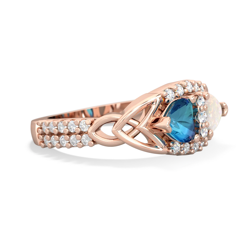 London Topaz Sparkling Celtic Knot 14K Rose Gold ring R2645