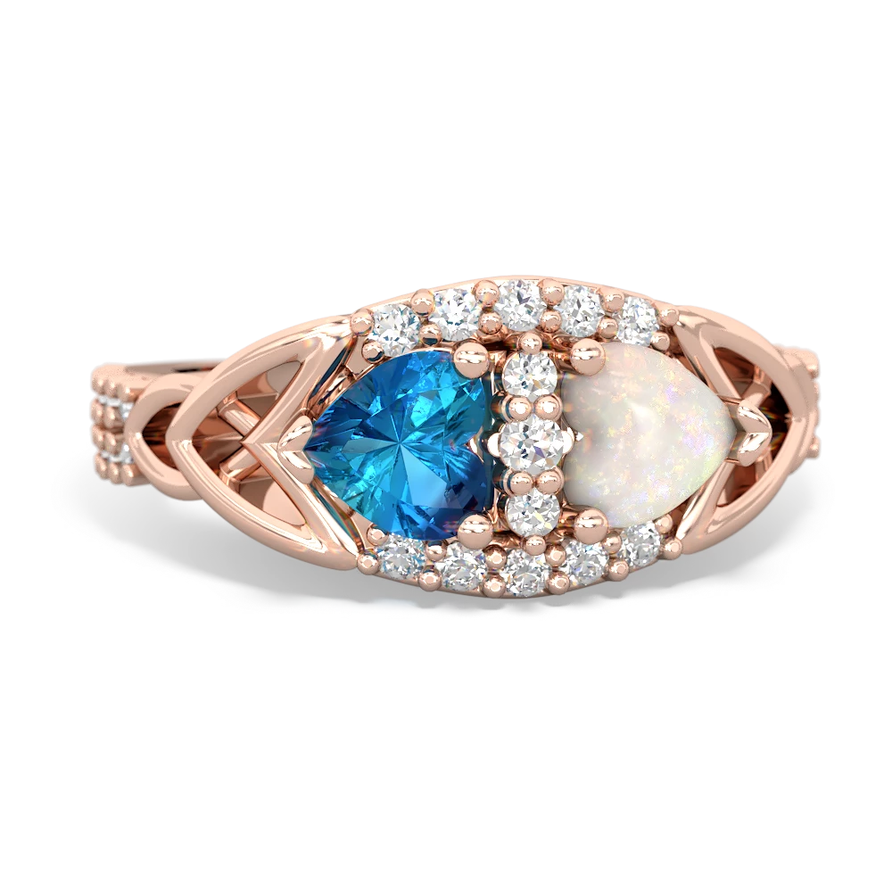 London Topaz Sparkling Celtic Knot 14K Rose Gold ring R2645