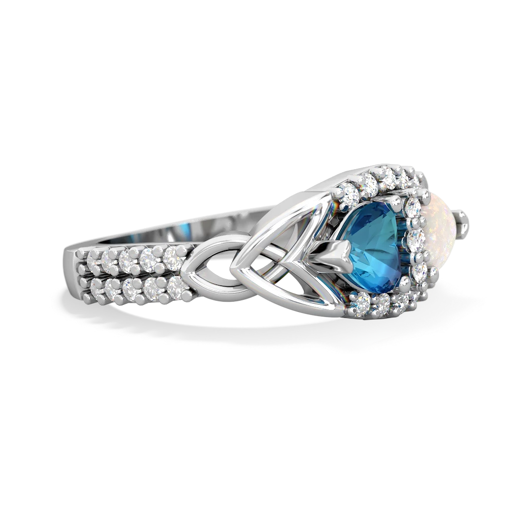 London Topaz Sparkling Celtic Knot 14K White Gold ring R2645