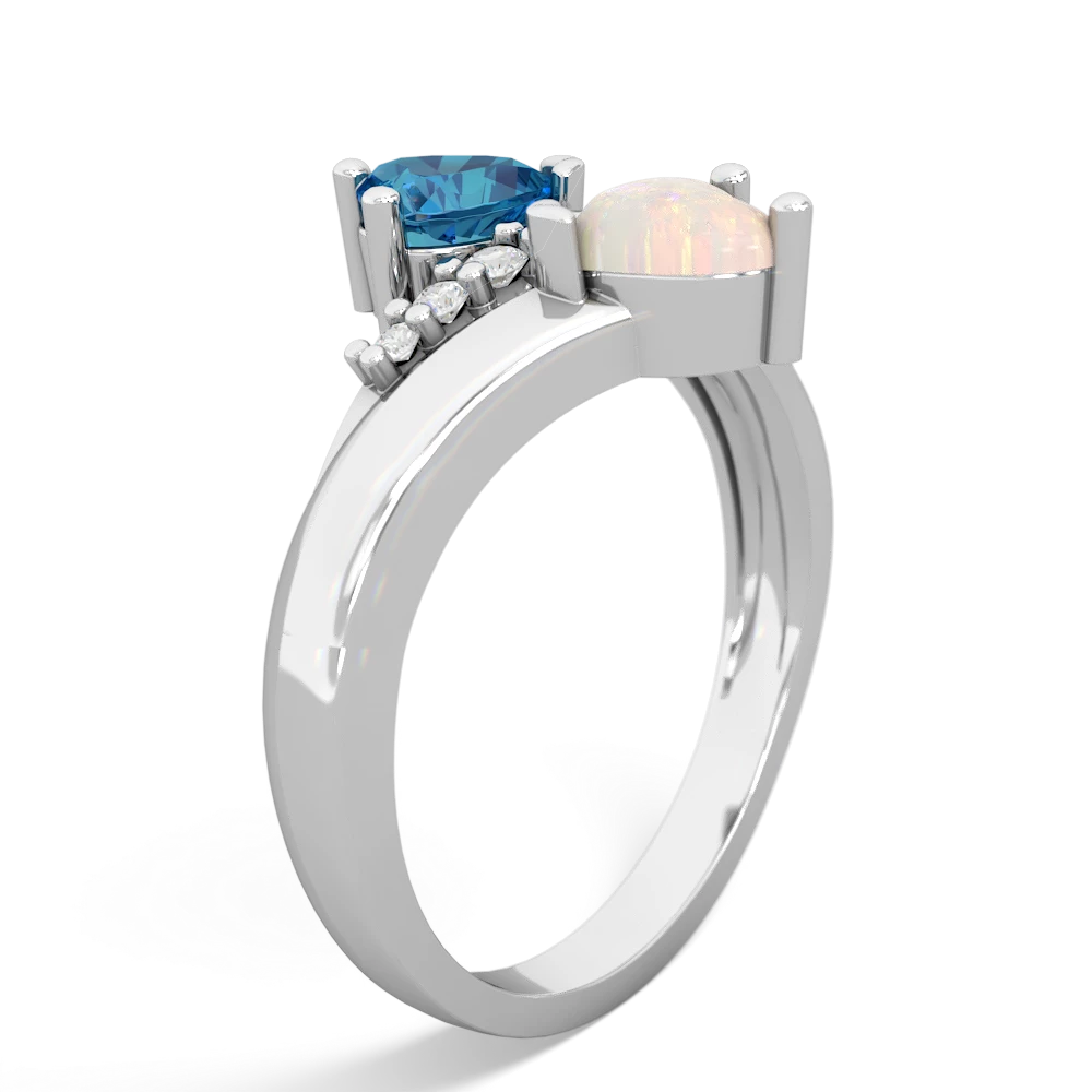 London Topaz Heart To Heart 14K White Gold ring R2064