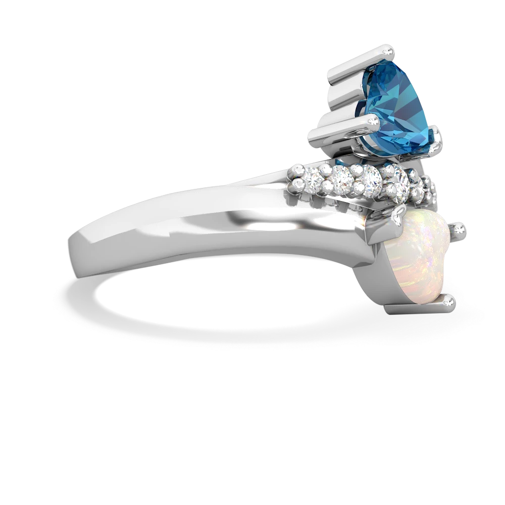 London Topaz Heart To Heart 14K White Gold ring R2064