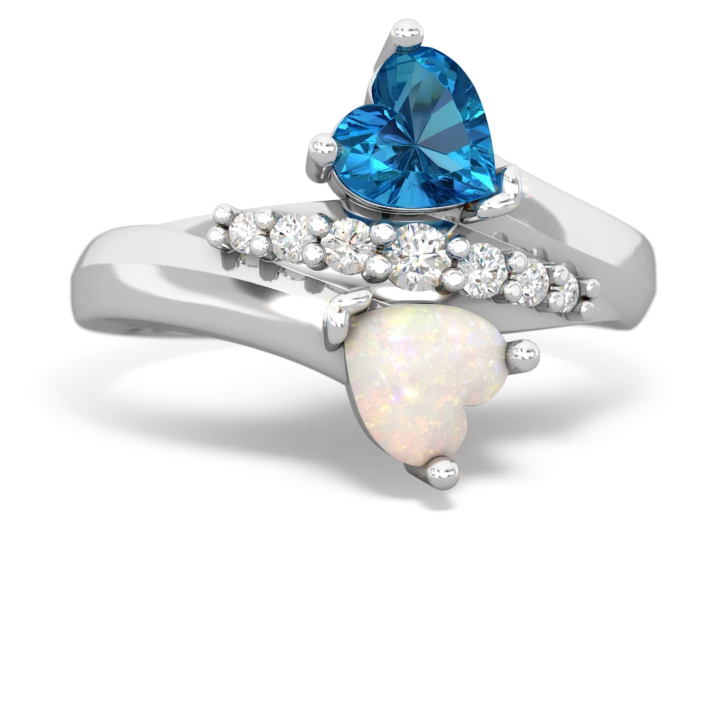 London Topaz Heart To Heart 14K White Gold ring R2064