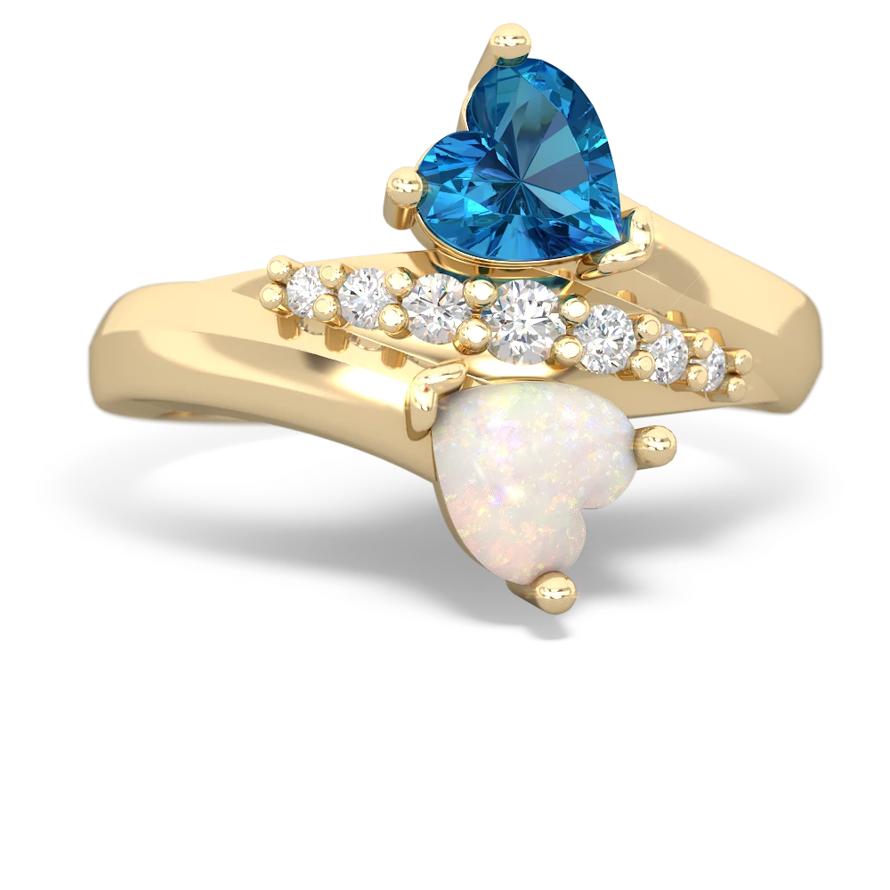 London Topaz Heart To Heart 14K Yellow Gold ring R2064