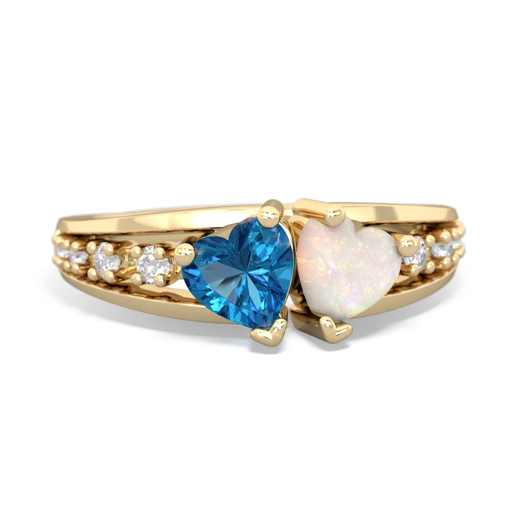 London Topaz Heart To Heart 14K Yellow Gold ring R3342