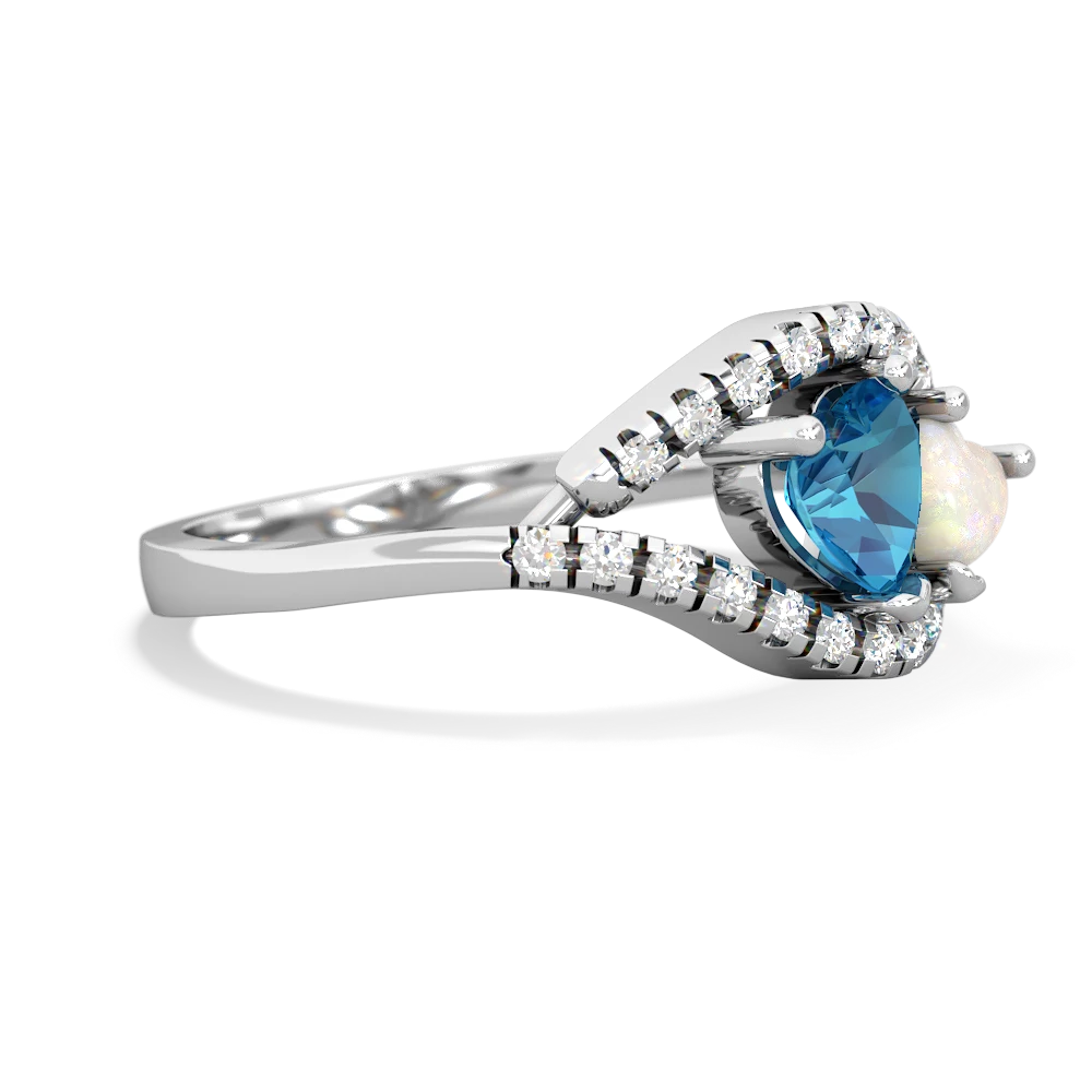 London Topaz Mother And Child 14K White Gold ring R3010