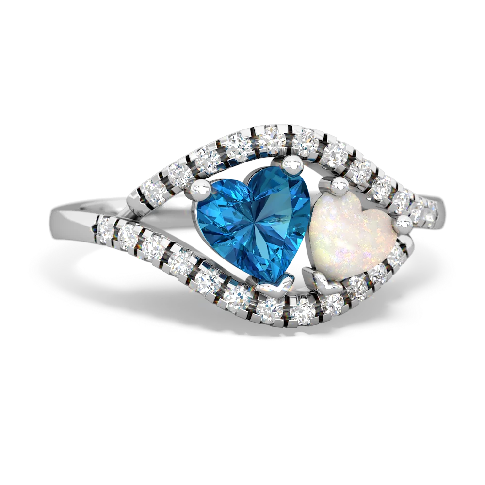 London Topaz Mother And Child 14K White Gold ring R3010