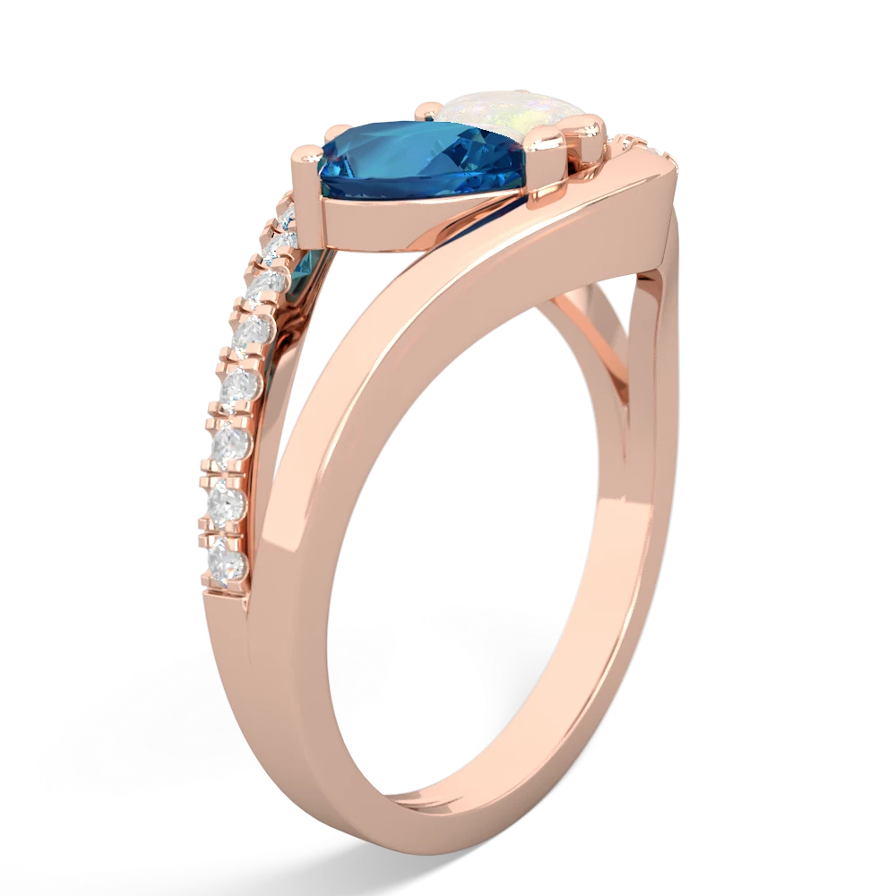 London Topaz Nestled Heart Keepsake 14K Rose Gold ring R5650