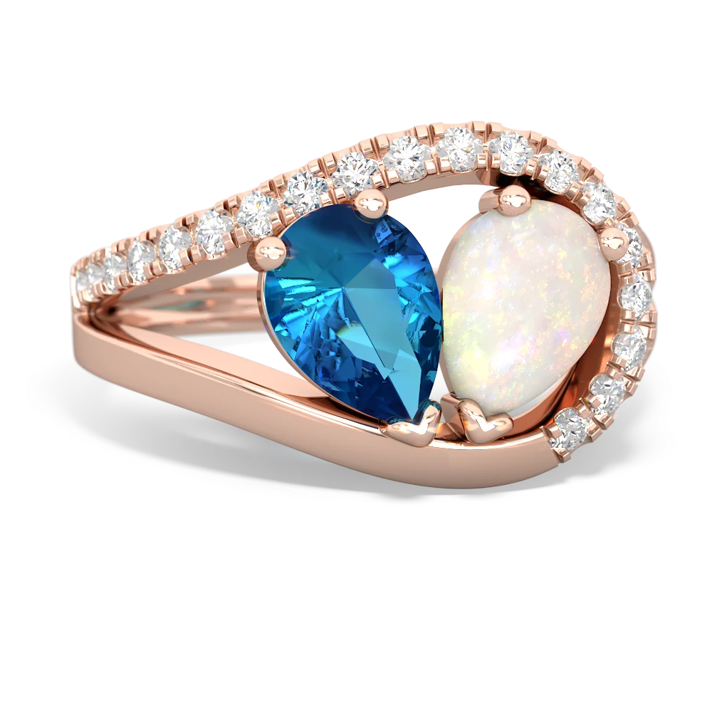 London Topaz Nestled Heart Keepsake 14K Rose Gold ring R5650