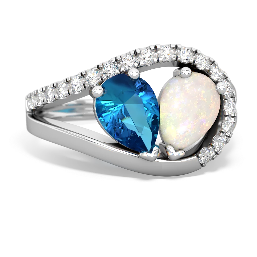 London Topaz Nestled Heart Keepsake 14K White Gold ring R5650