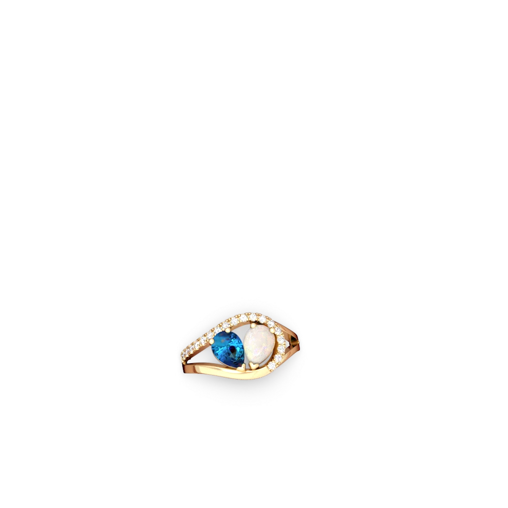 London Topaz Nestled Heart Keepsake 14K Yellow Gold ring R5650