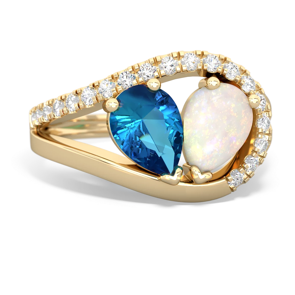 London Topaz Nestled Heart Keepsake 14K Yellow Gold ring R5650