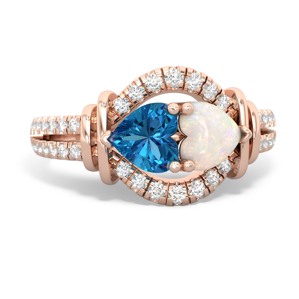 London Topaz Art-Deco Keepsake 14K Rose Gold ring R5630