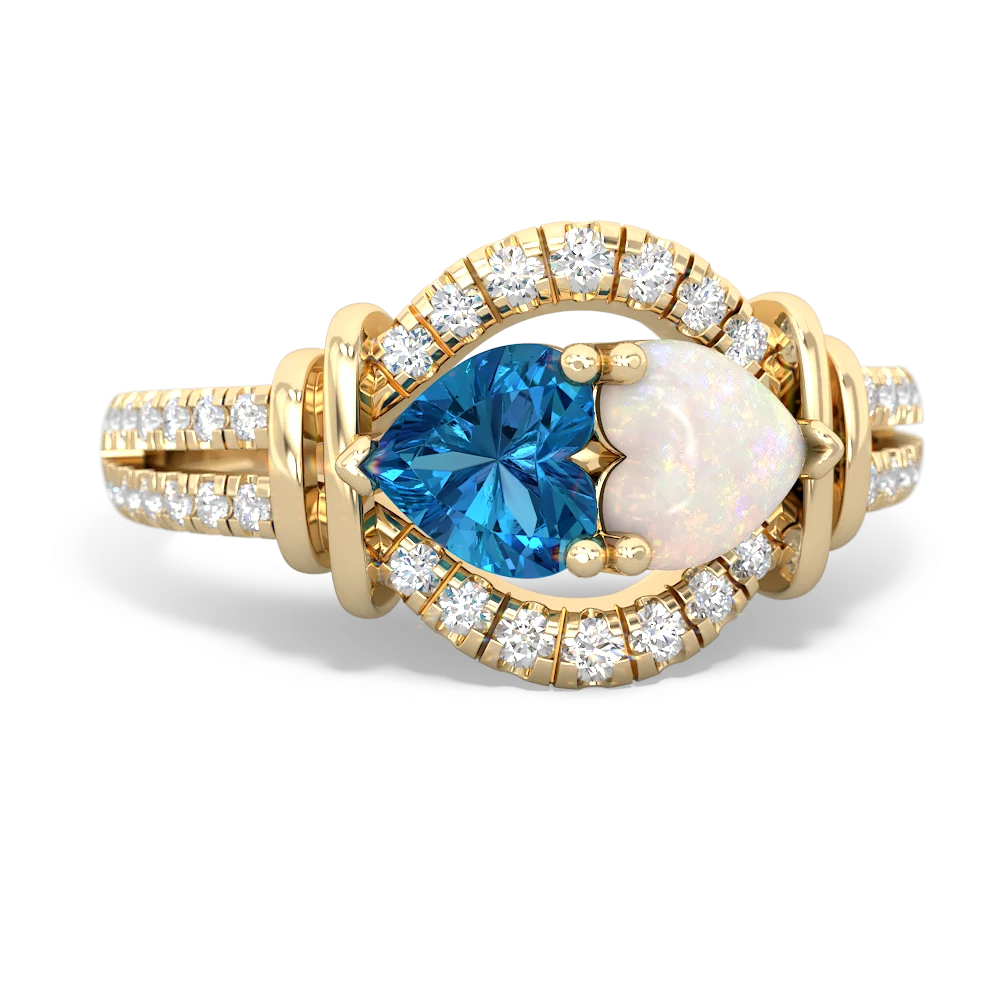 London Topaz Art-Deco Keepsake 14K Yellow Gold ring R5630