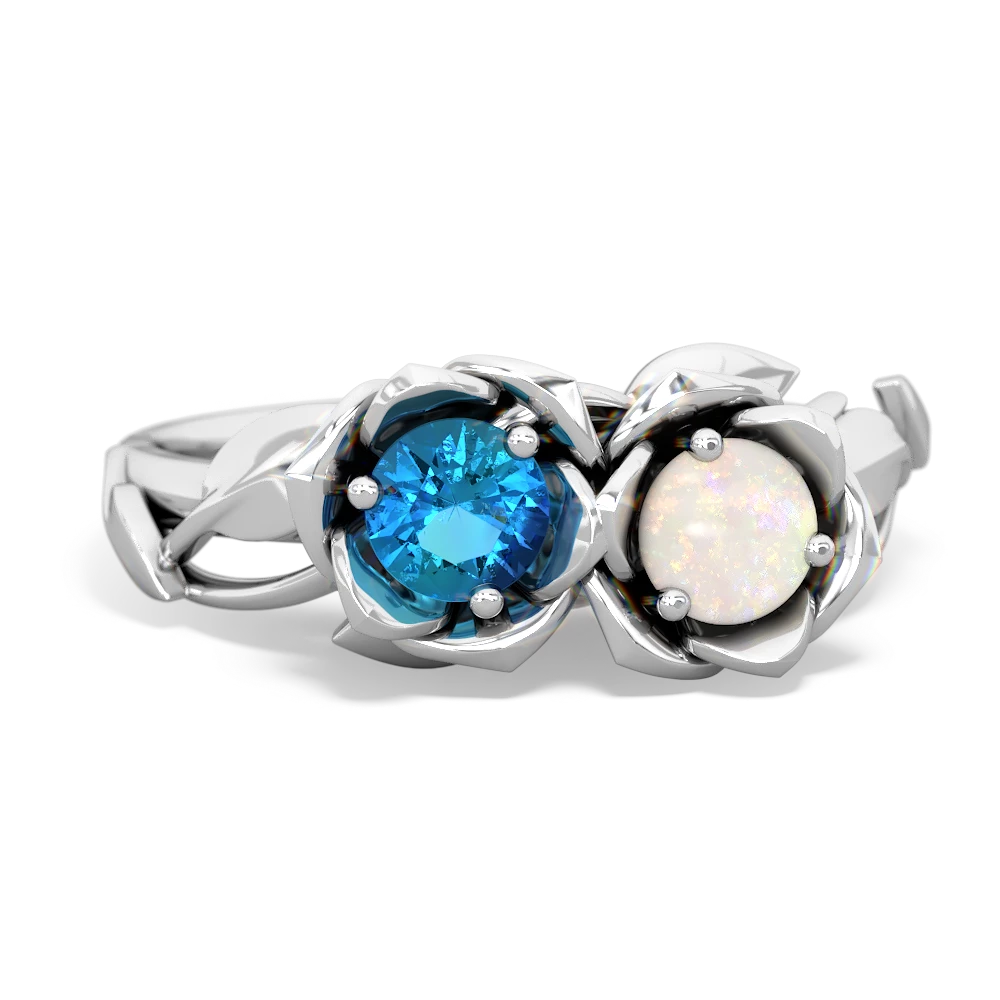 London Topaz Rose Garden 14K White Gold ring R5510