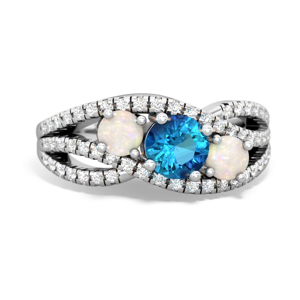 London Topaz Three Stone Aurora 14K White Gold ring R3080