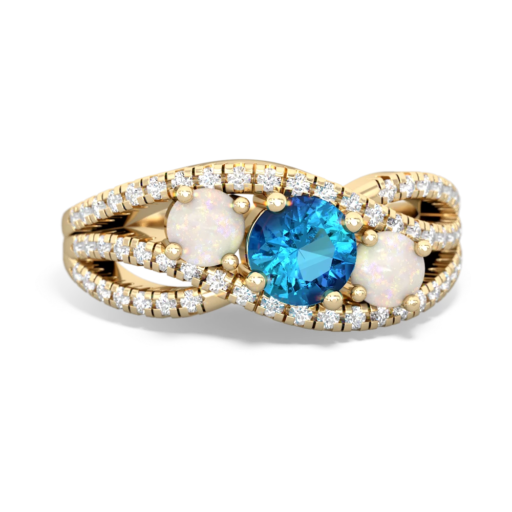 London Topaz Three Stone Aurora 14K Yellow Gold ring R3080