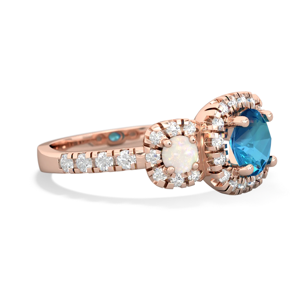 London Topaz Regal Halo 14K Rose Gold ring R5350