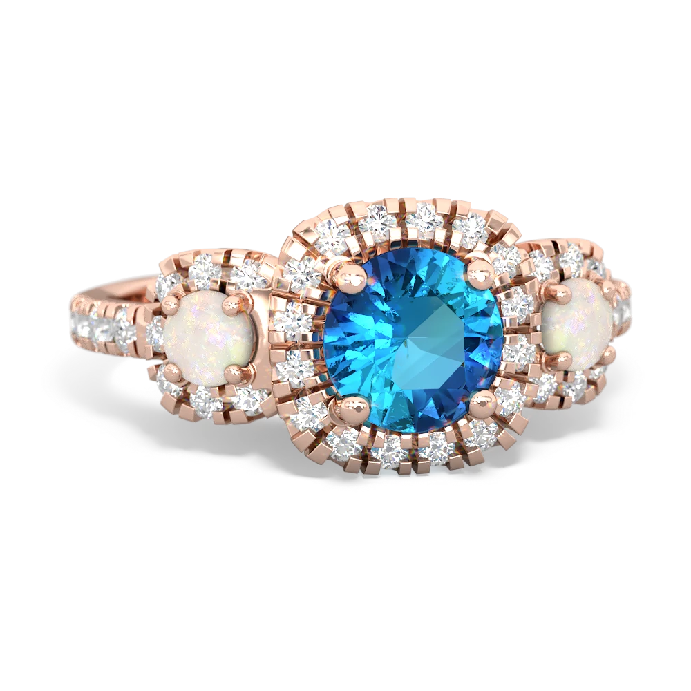 London Topaz Regal Halo 14K Rose Gold ring R5350