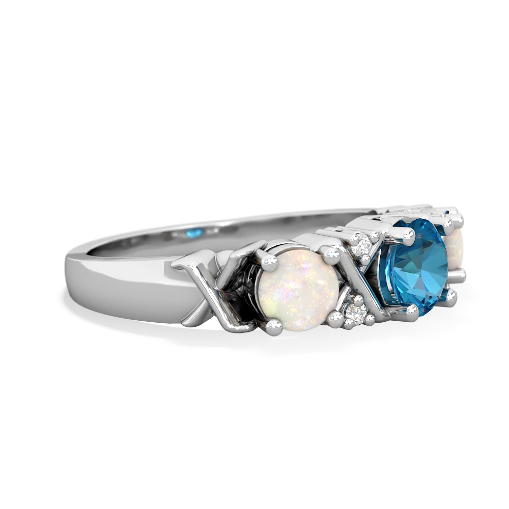 London Topaz Hugs And Kisses 14K White Gold ring R5016