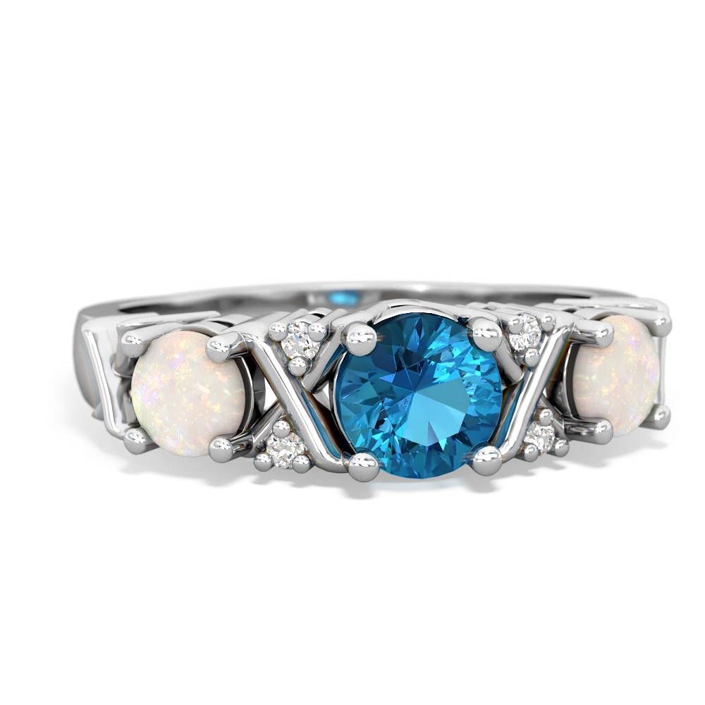 London Topaz Hugs And Kisses 14K White Gold ring R5016