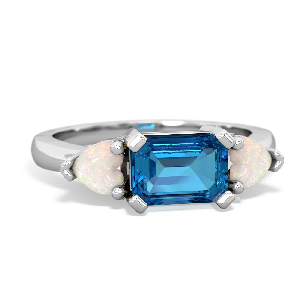 London Topaz Three Stone 14K White Gold ring R5235