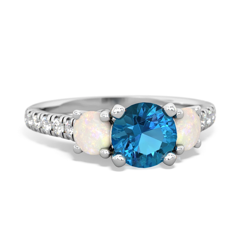 London Topaz Pave Trellis 14K White Gold ring R5500