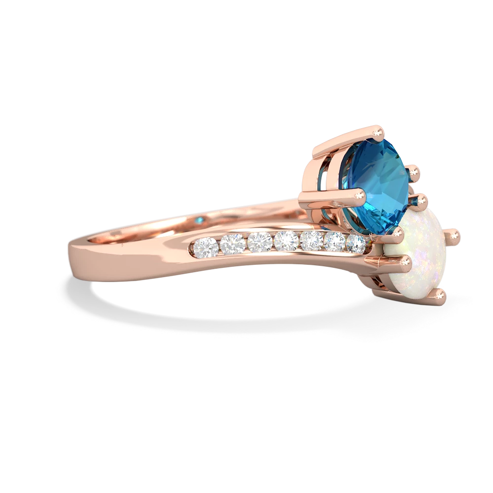 London Topaz Channel Set Two Stone 14K Rose Gold ring R5303