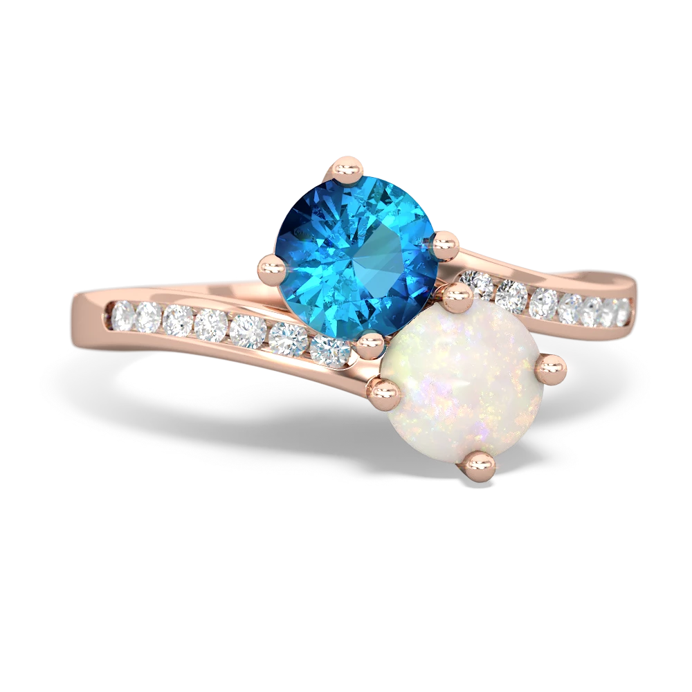 London Topaz Channel Set Two Stone 14K Rose Gold ring R5303