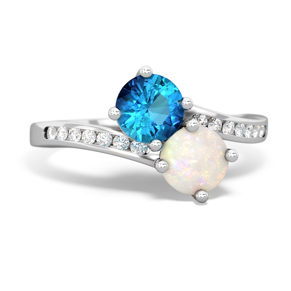 London Topaz Channel Set Two Stone 14K White Gold ring R5303