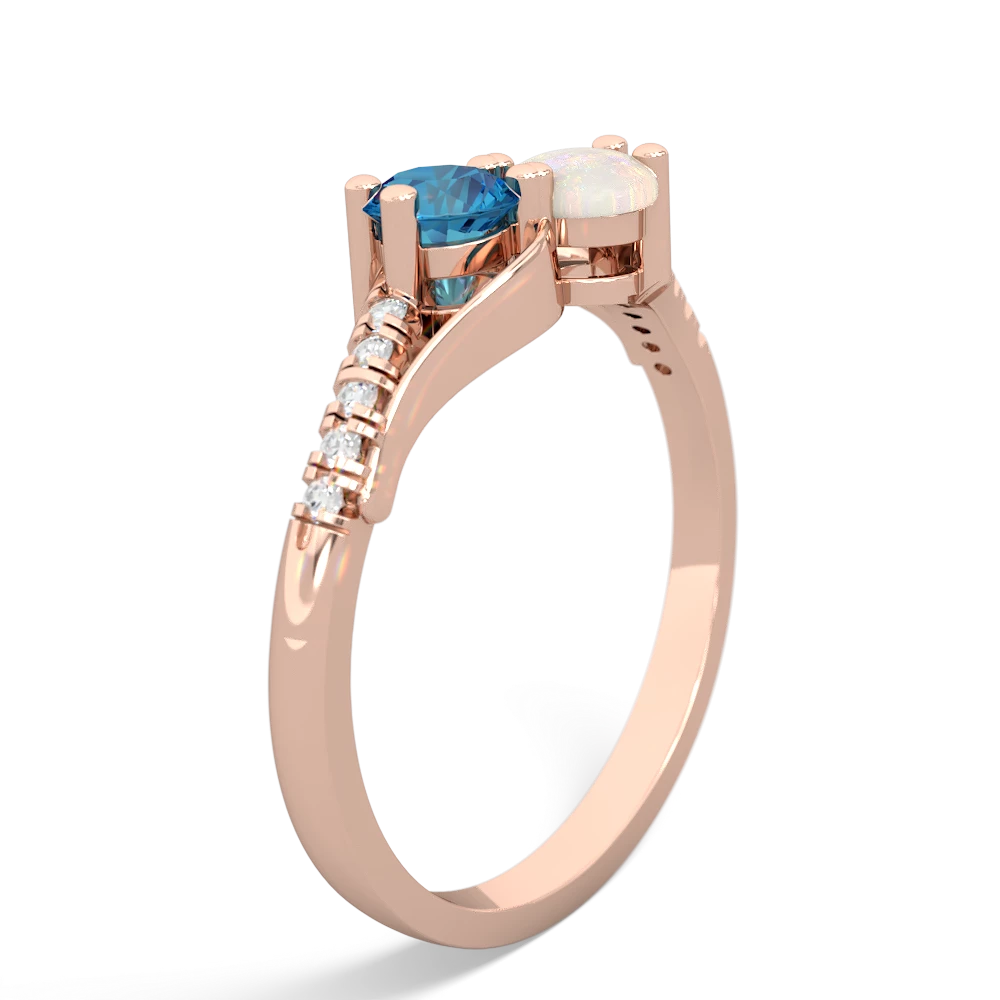 London Topaz Infinity Pave Two Stone 14K Rose Gold ring R5285