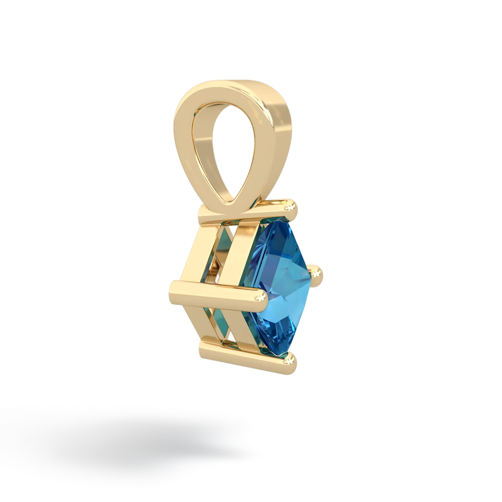 London Topaz 5Mm Princess Solitaire 14K Yellow Gold pendant P1789