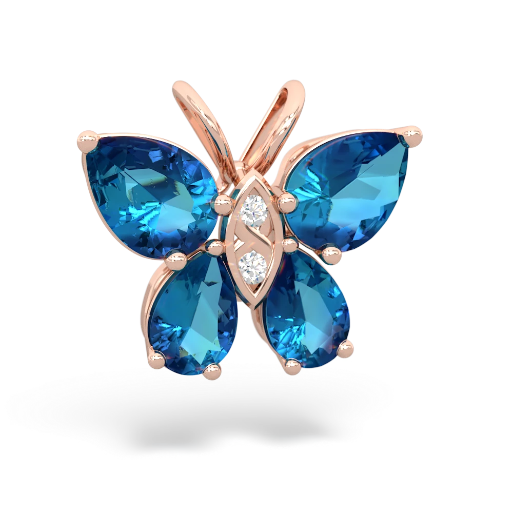 London Topaz Butterfly 14K Rose Gold pendant P2215