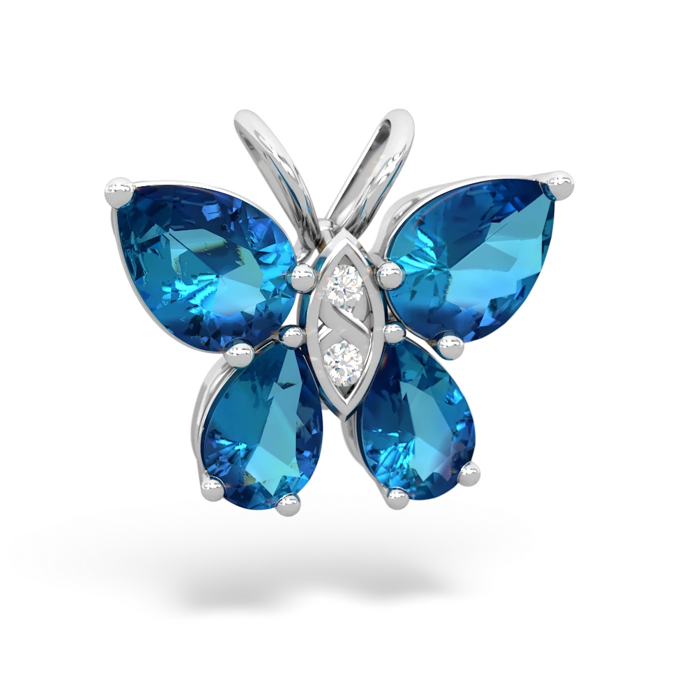 London Topaz Butterfly 14K White Gold pendant P2215