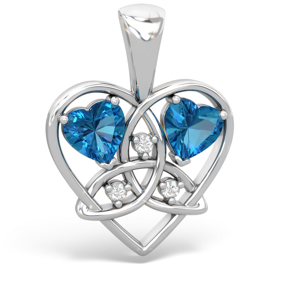 London Topaz Celtic Trinity Heart 14K White Gold pendant P5331