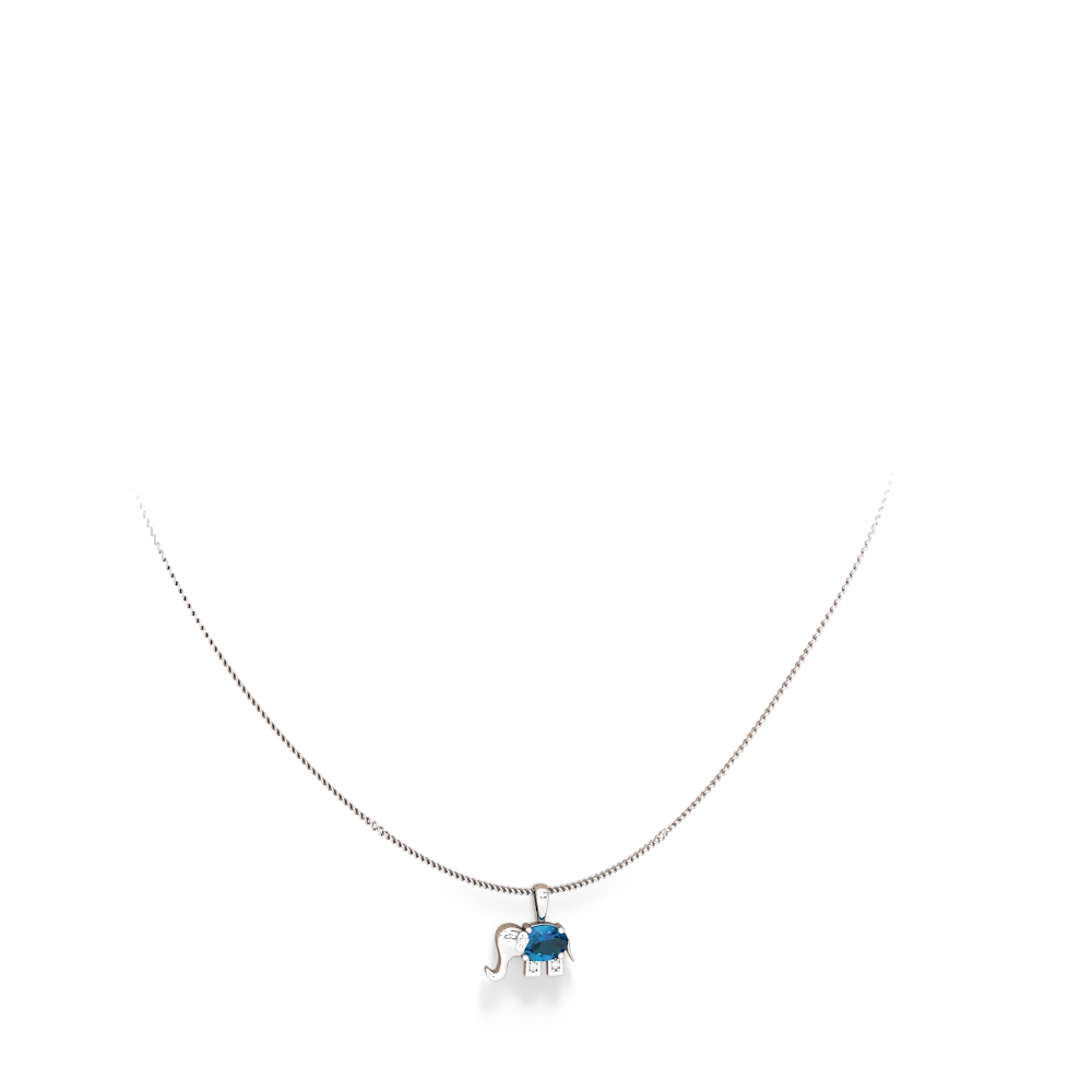 London Topaz Elephant 14K White Gold pendant P2555