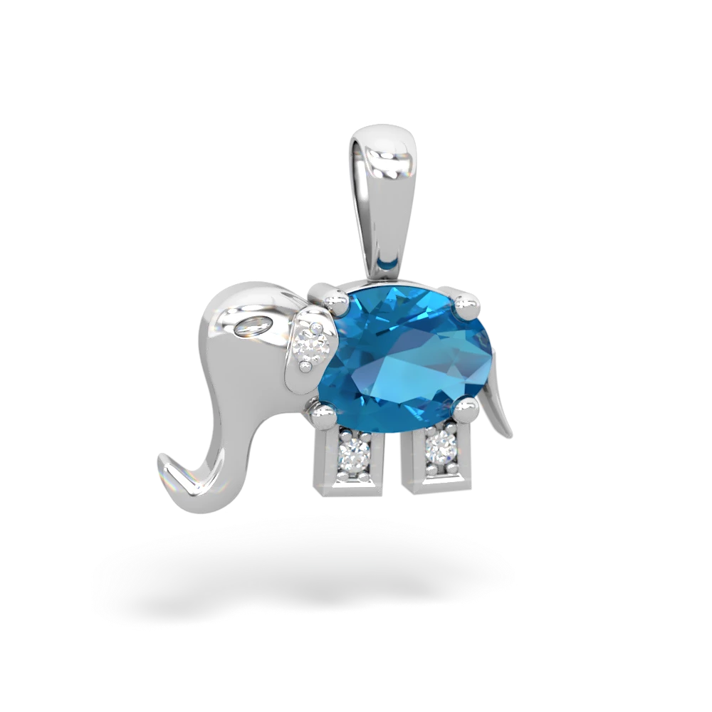 London Topaz Elephant 14K White Gold pendant P2555