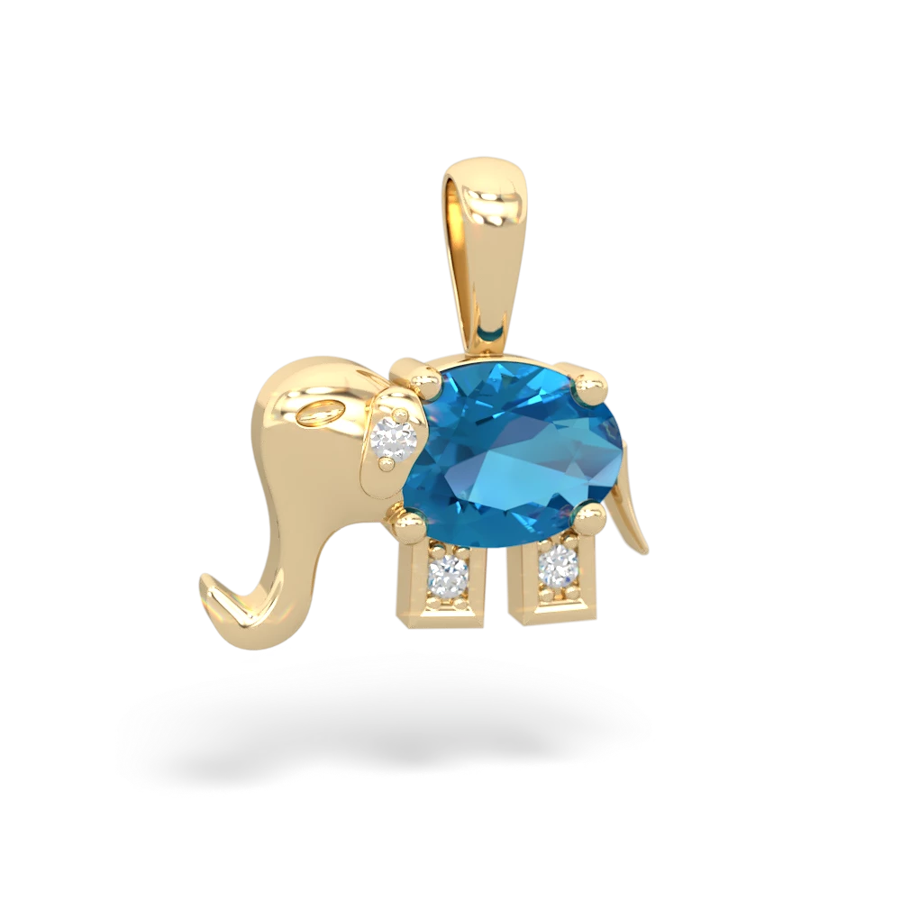 London Topaz Elephant 14K Yellow Gold pendant P2555