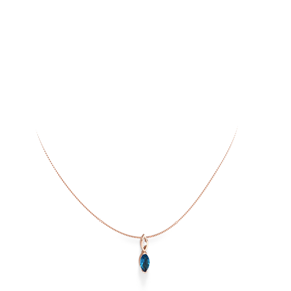 London Topaz Marquise Drop 14K Rose Gold pendant P5333