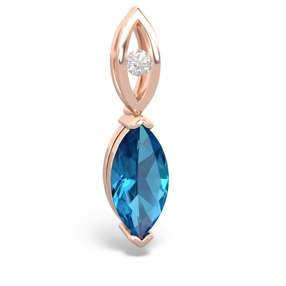 London Topaz Marquise Drop 14K Rose Gold pendant P5333