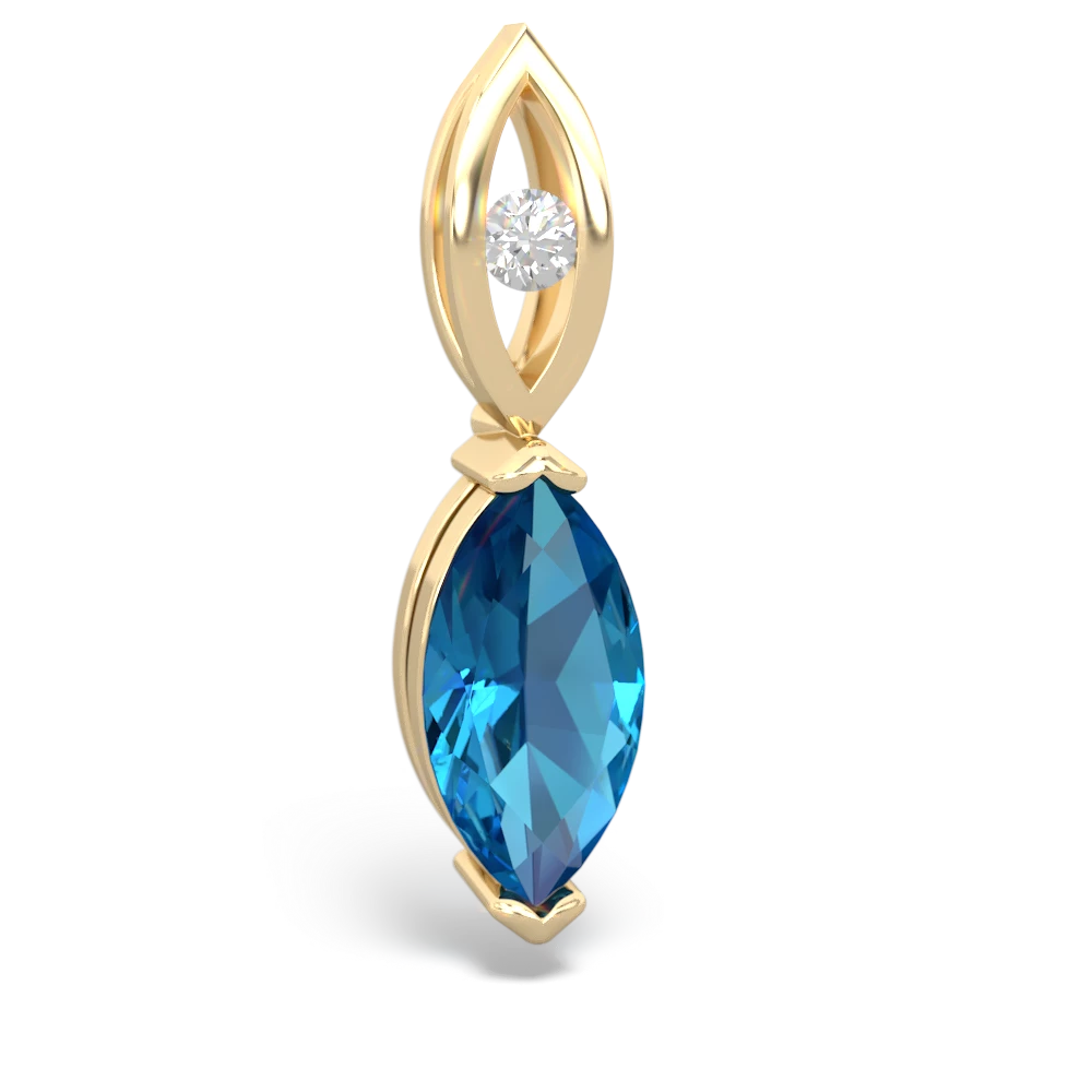 London Topaz Marquise Drop 14K Yellow Gold pendant P5333