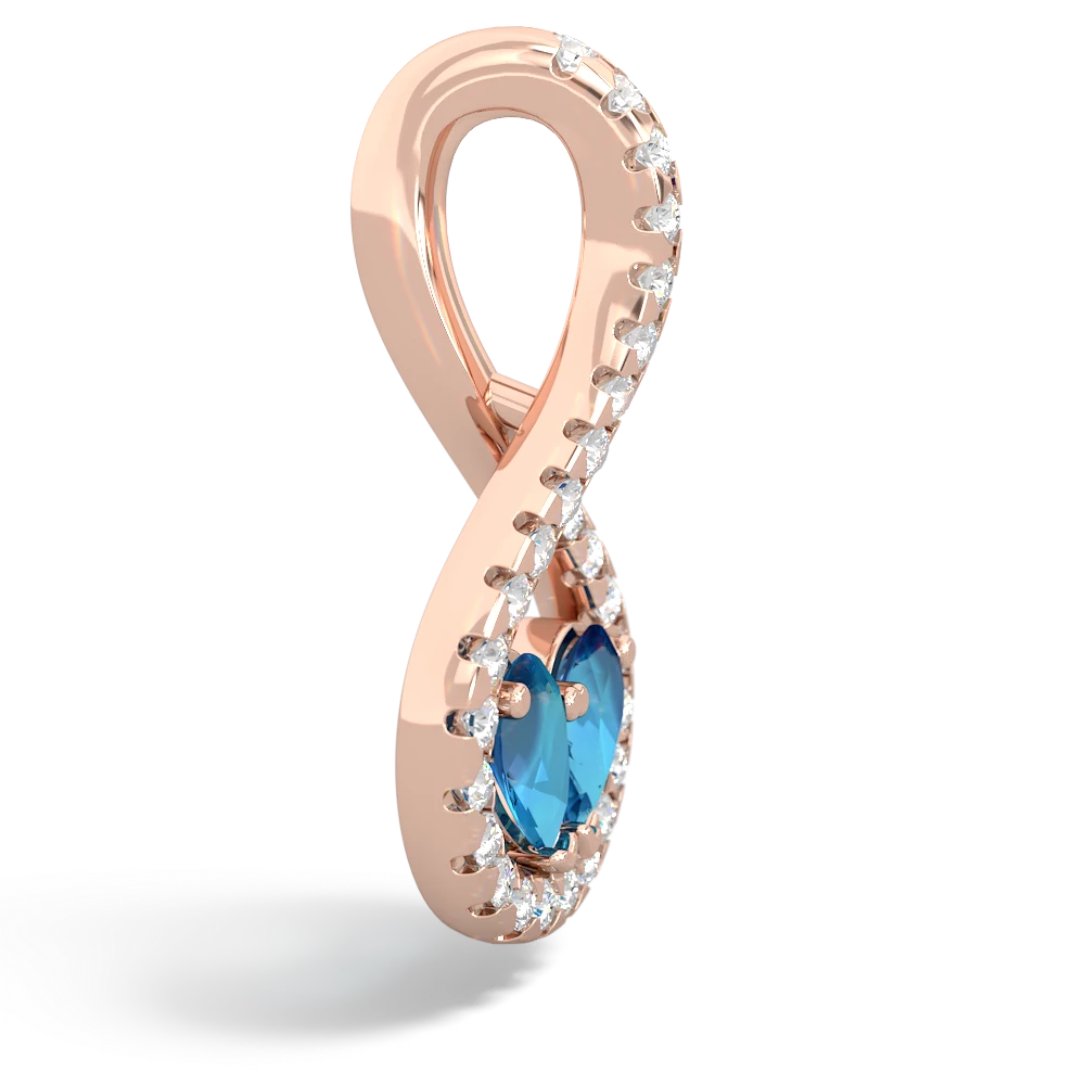 London Topaz Pave Twist 'One Heart' 14K Rose Gold pendant P5360