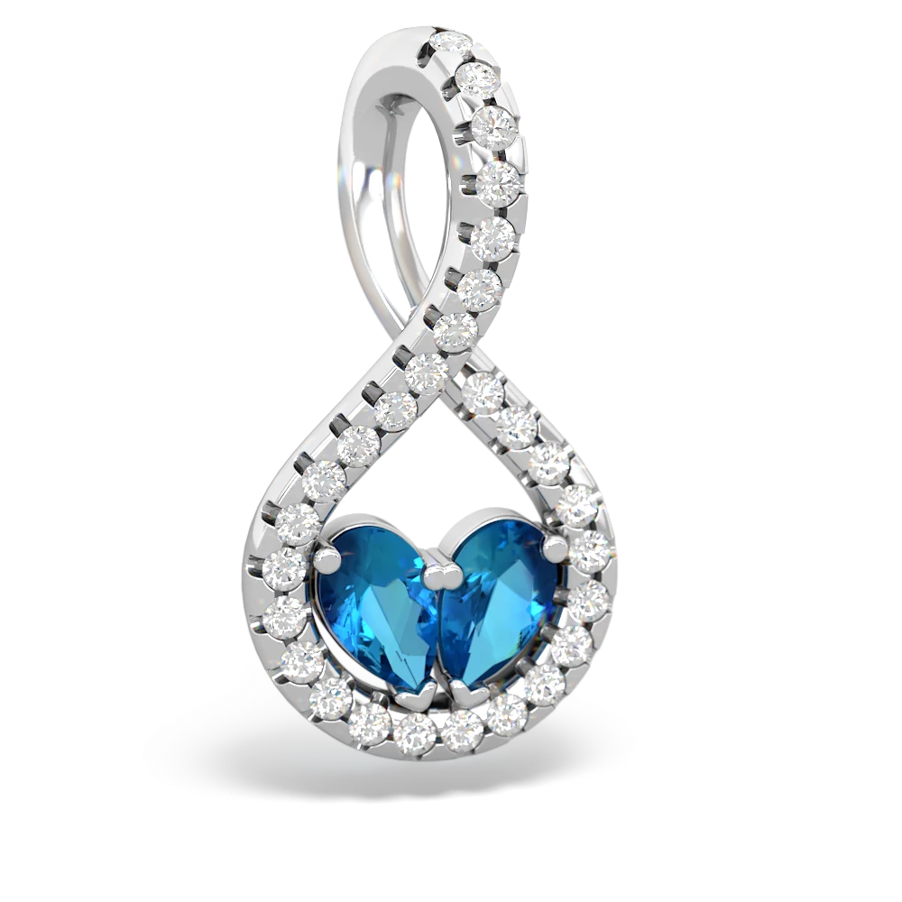 London Topaz Pave Twist 'One Heart' 14K White Gold pendant P5360