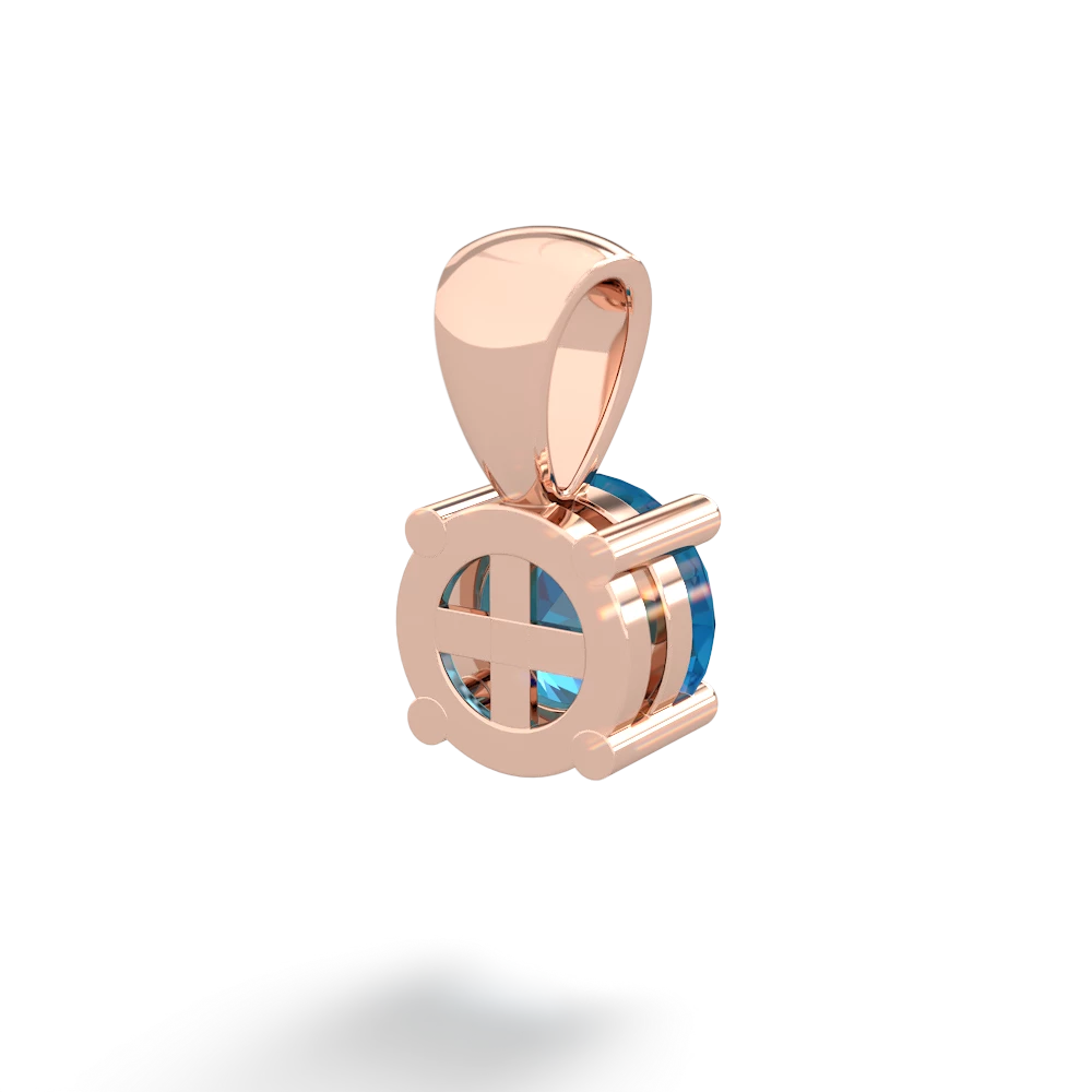 London Topaz 6Mm Round Solitaire 14K Rose Gold pendant P1786